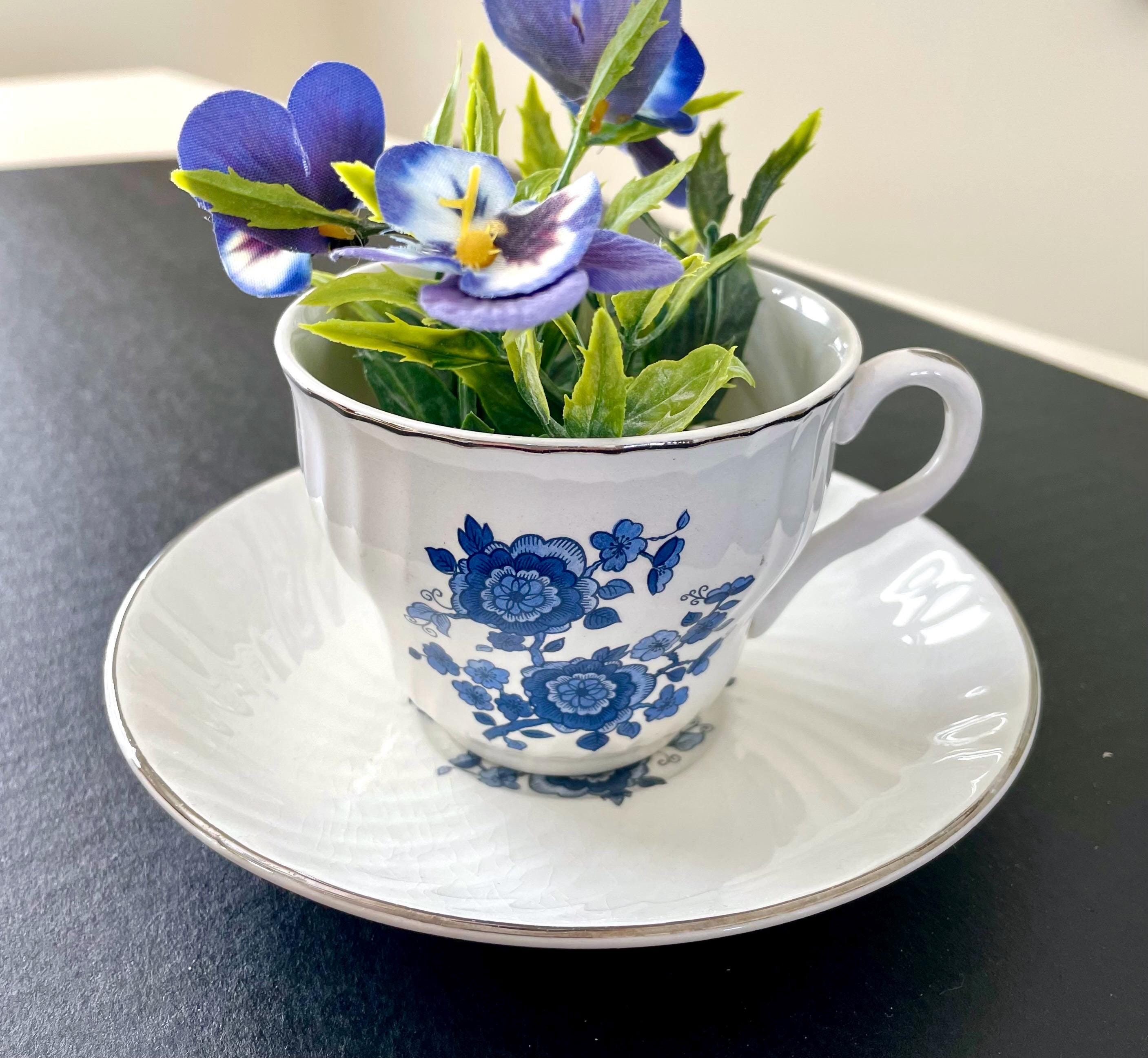 Vintage Teacup and Saucer Planter- Repurposed Wedgewood
