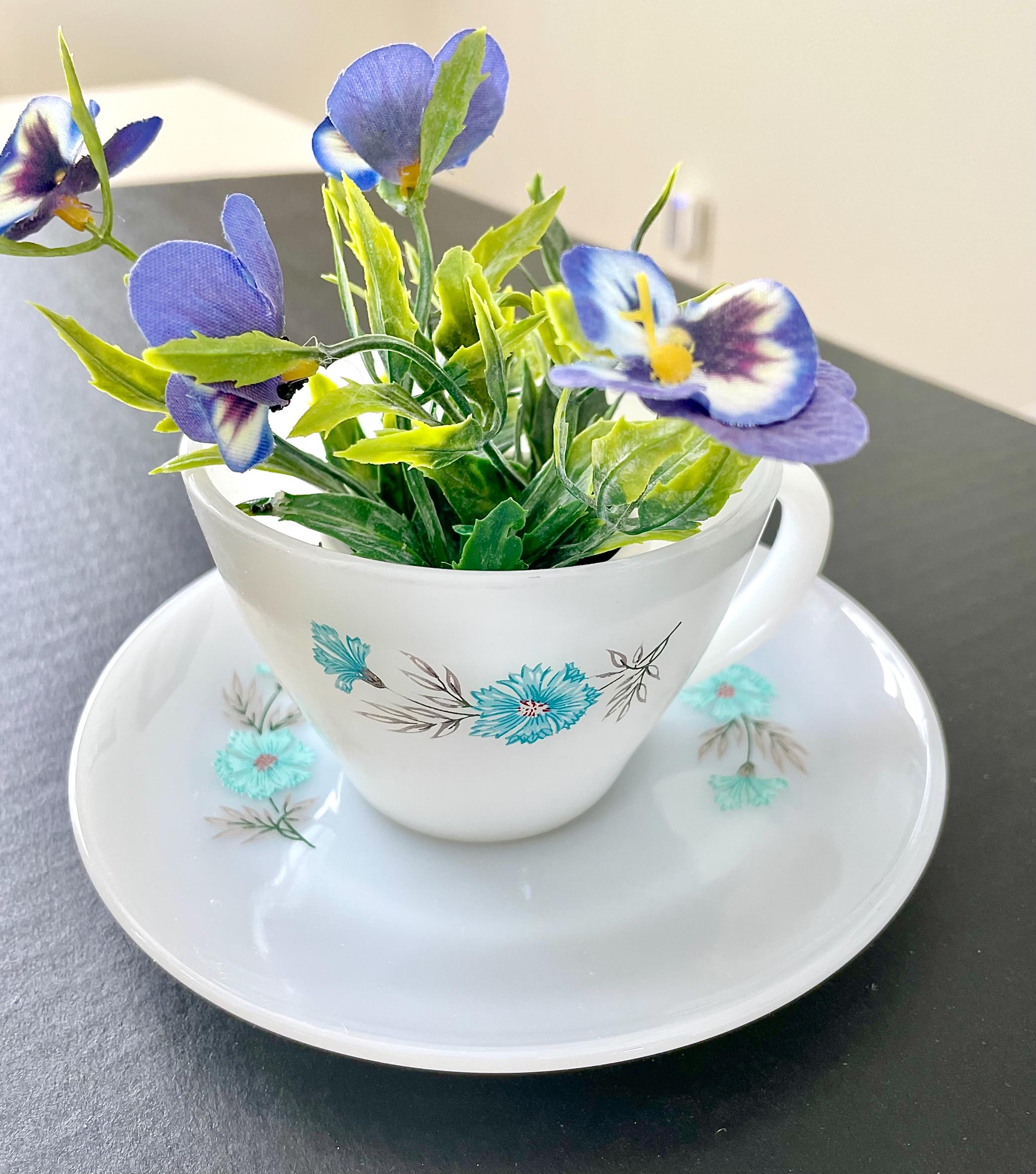 Teacup Planter- Vintage Repurposed Teacup and Saucer