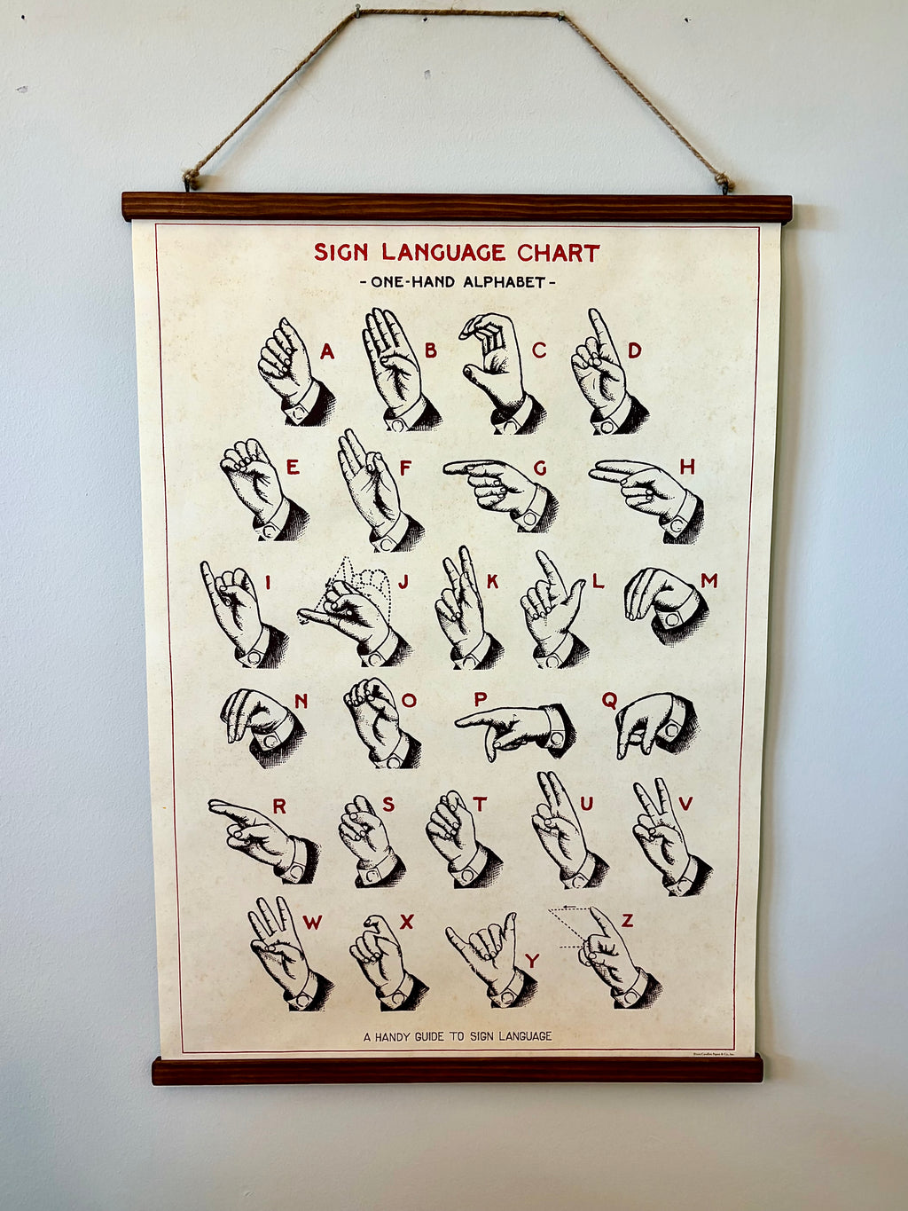Sign Language- Vintage Style Poster with Handcrafted Wood Stretcher Bars