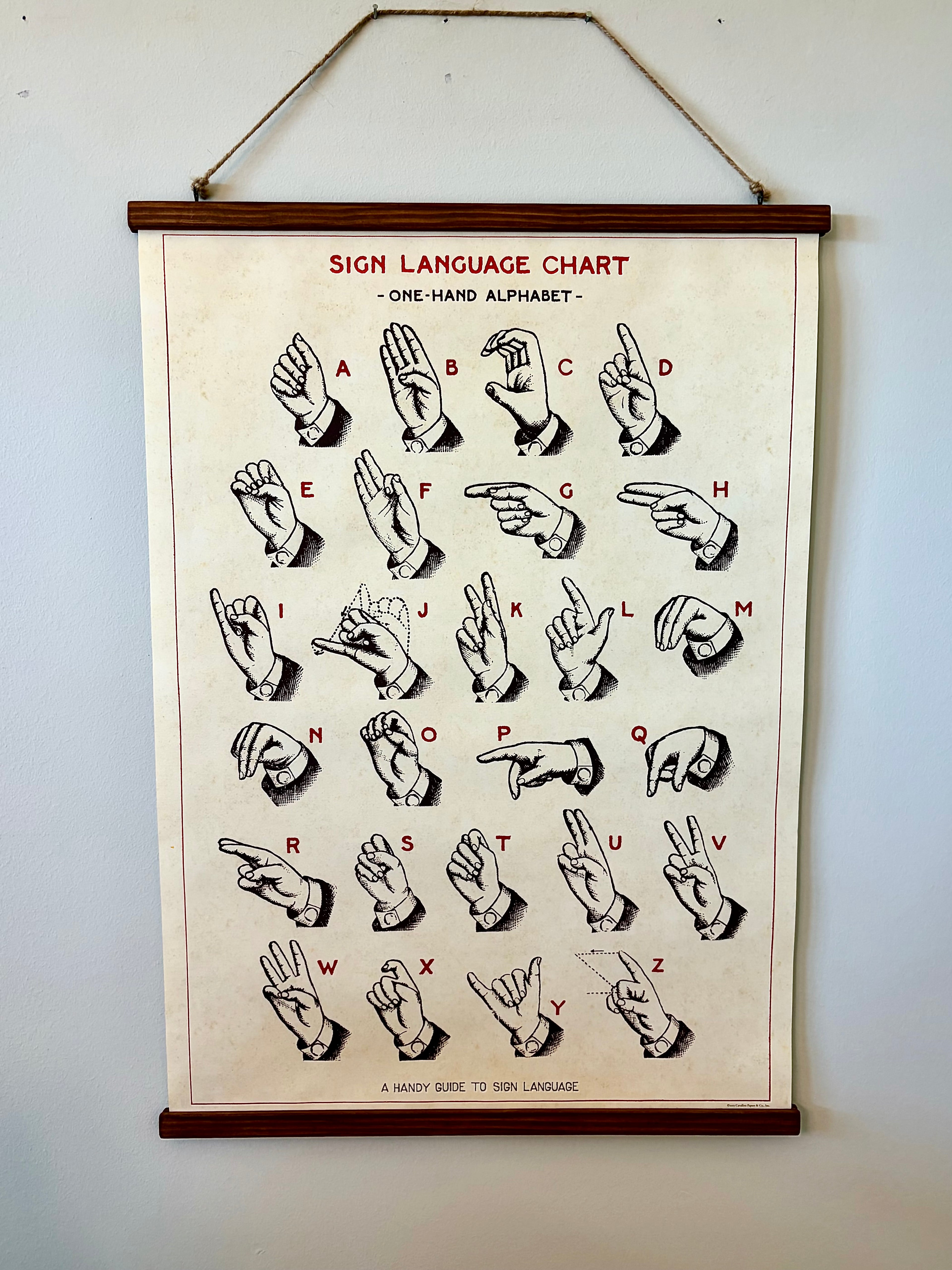 Sign Language- Vintage Style Poster with Handcrafted Wood Stretcher Bars