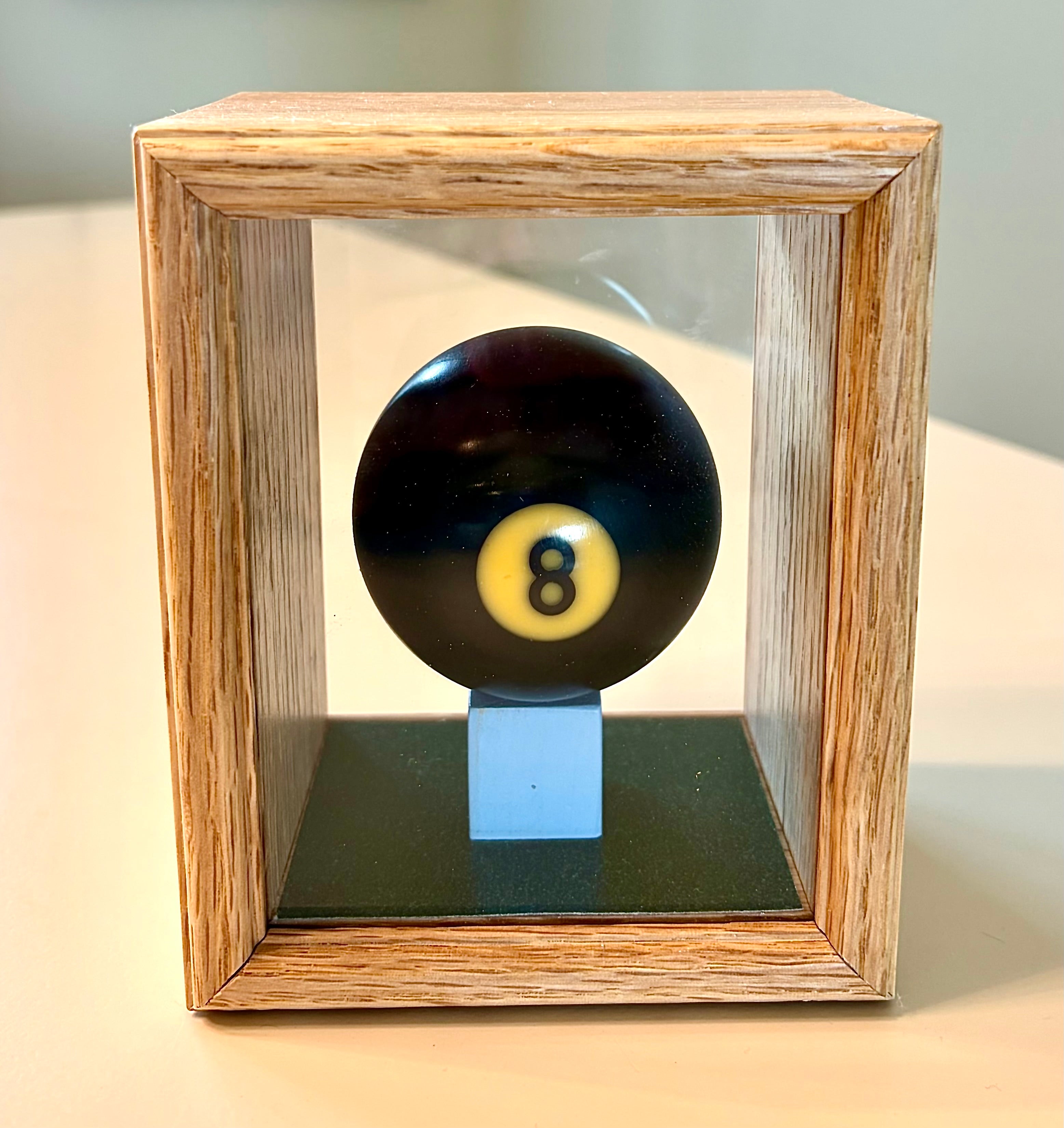 Vintage Billiards 8 Ball in Woodand Glass Box