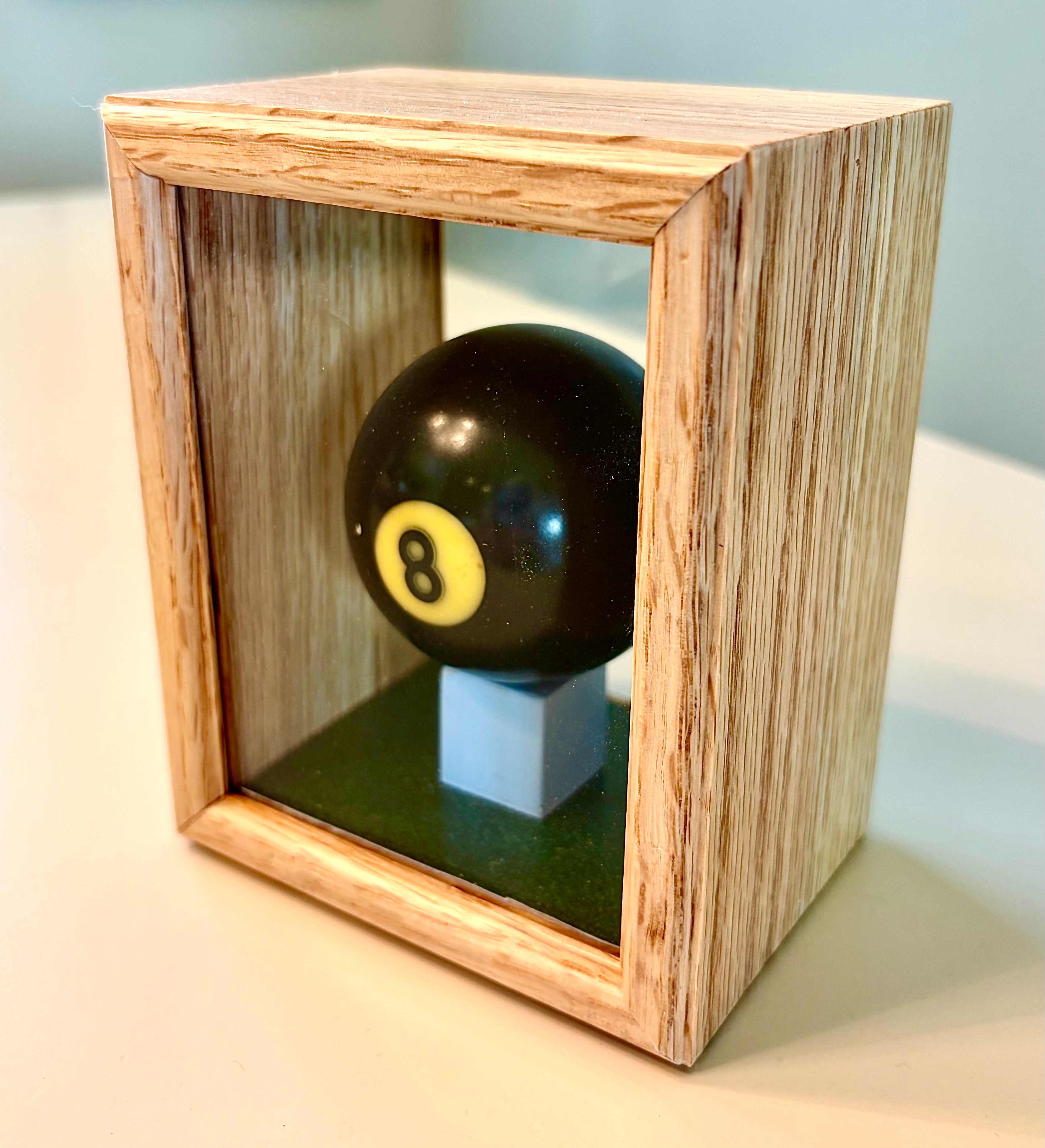 Vintage Billiards 8 Ball in Woodand Glass Box