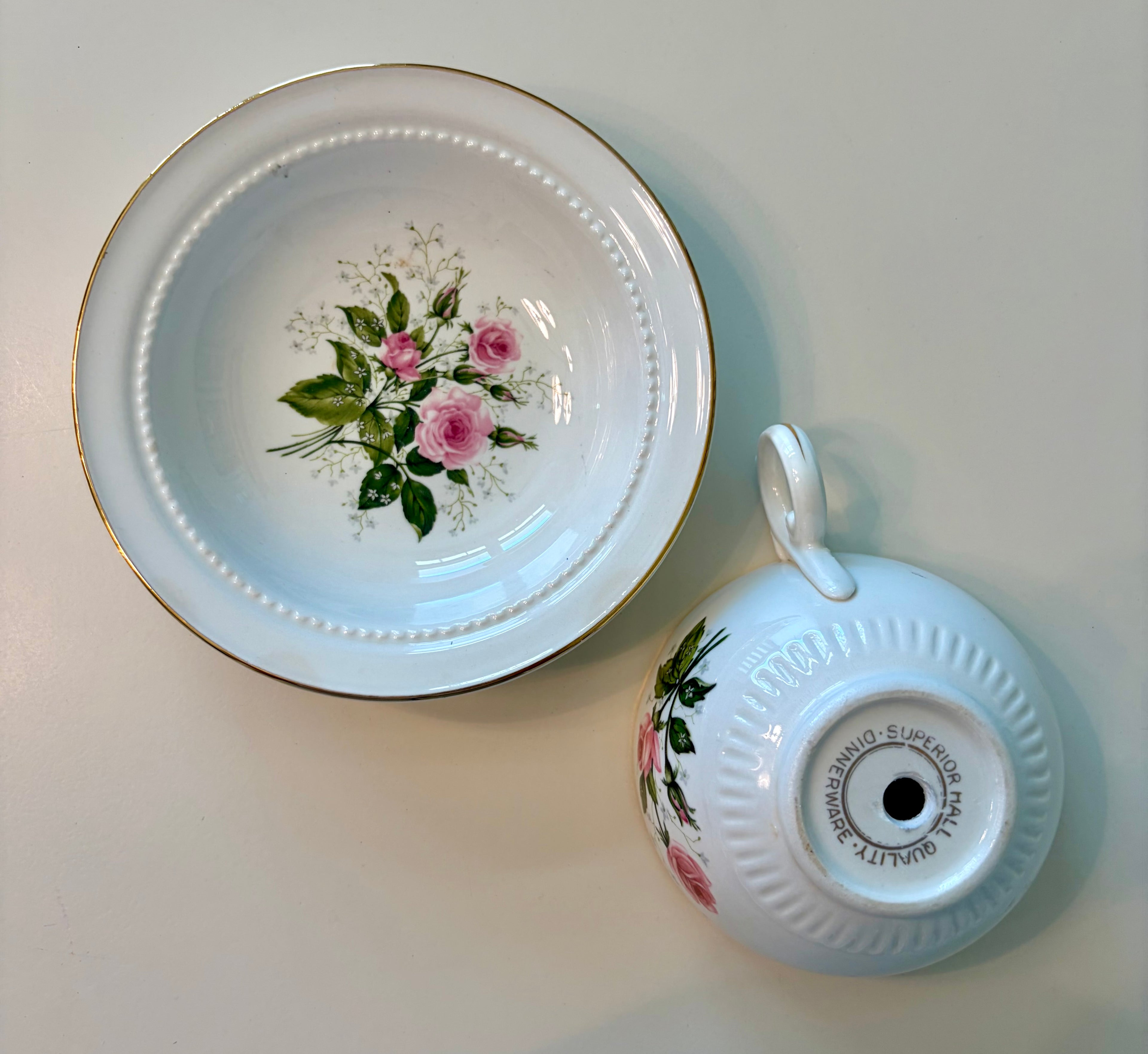 Teacup Planter- Vintage Repurposed Teacup and Saucer