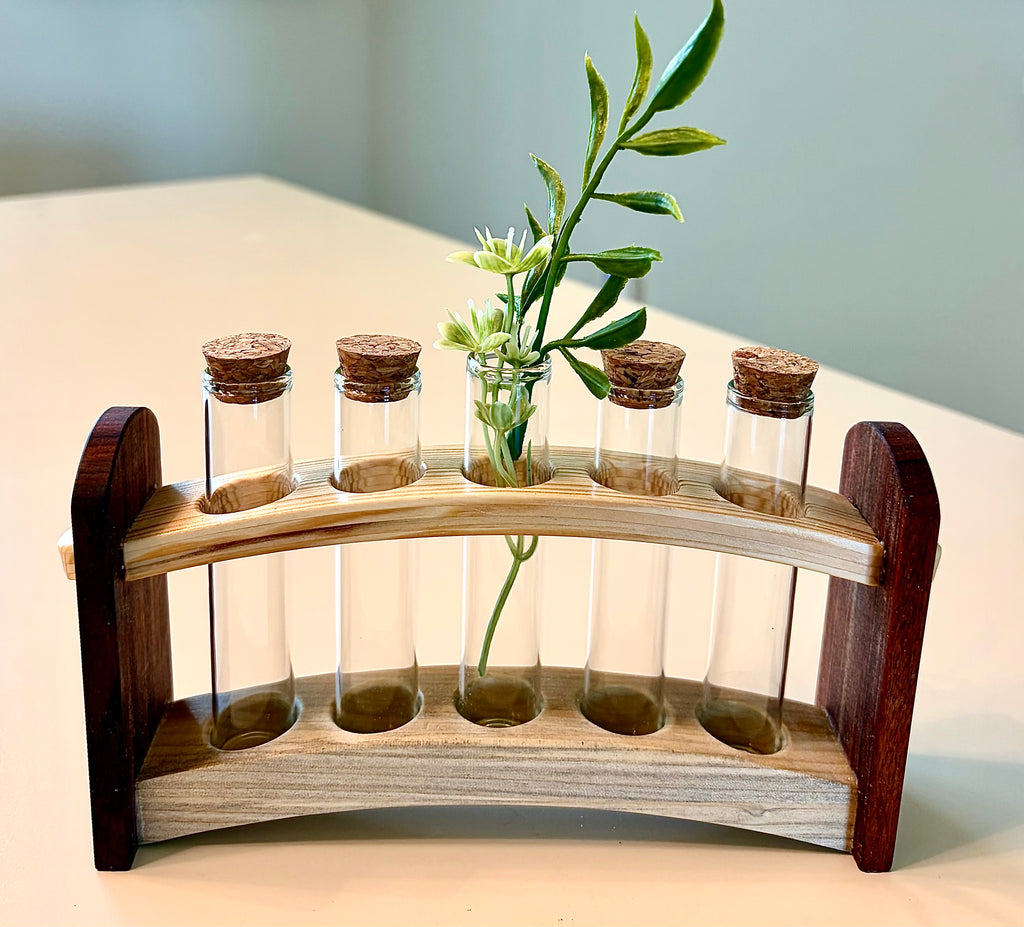 Handcrafted Curved Wood Test Tube Rack