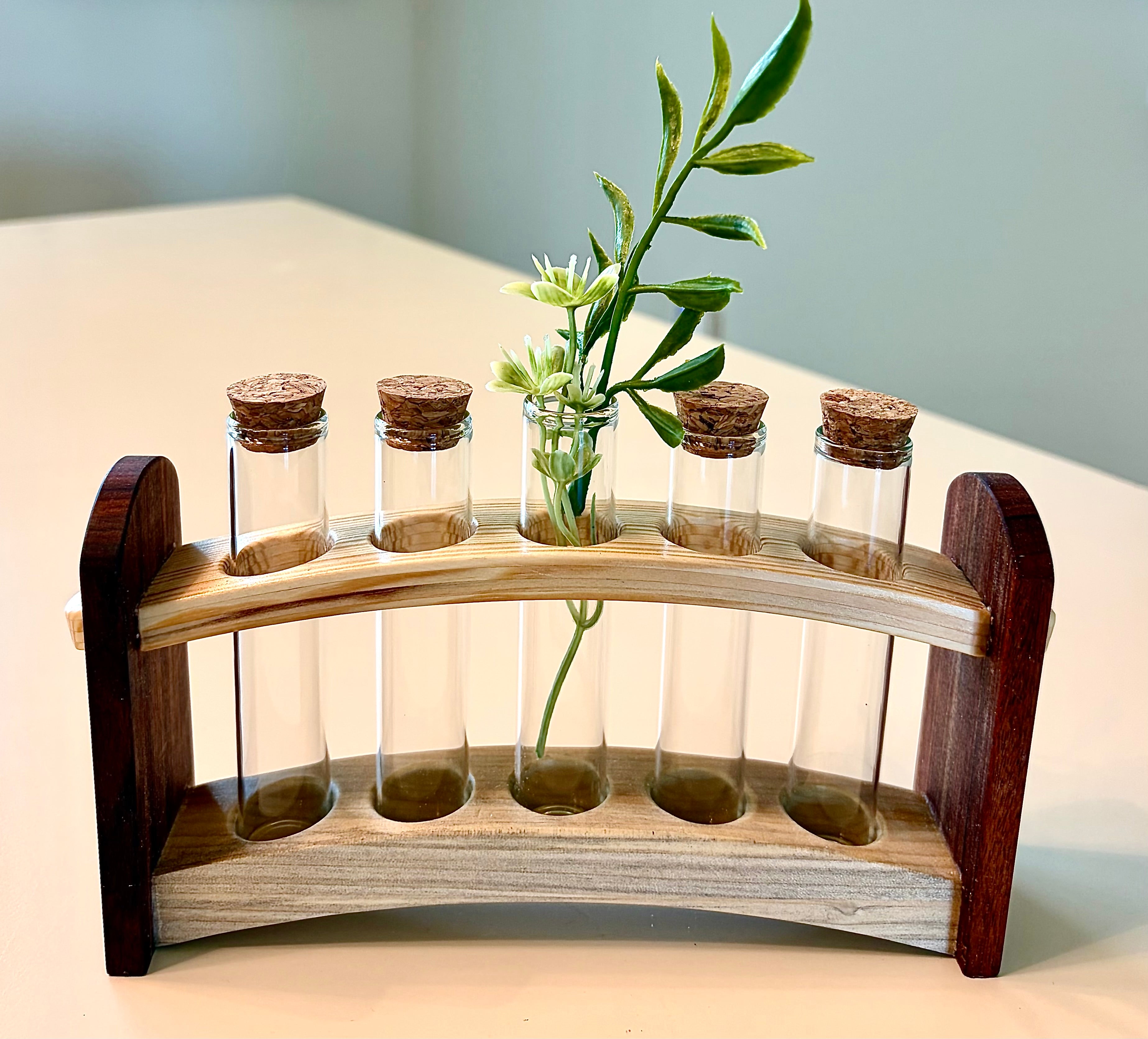 Handcrafted Curved Wood Test Tube Rack