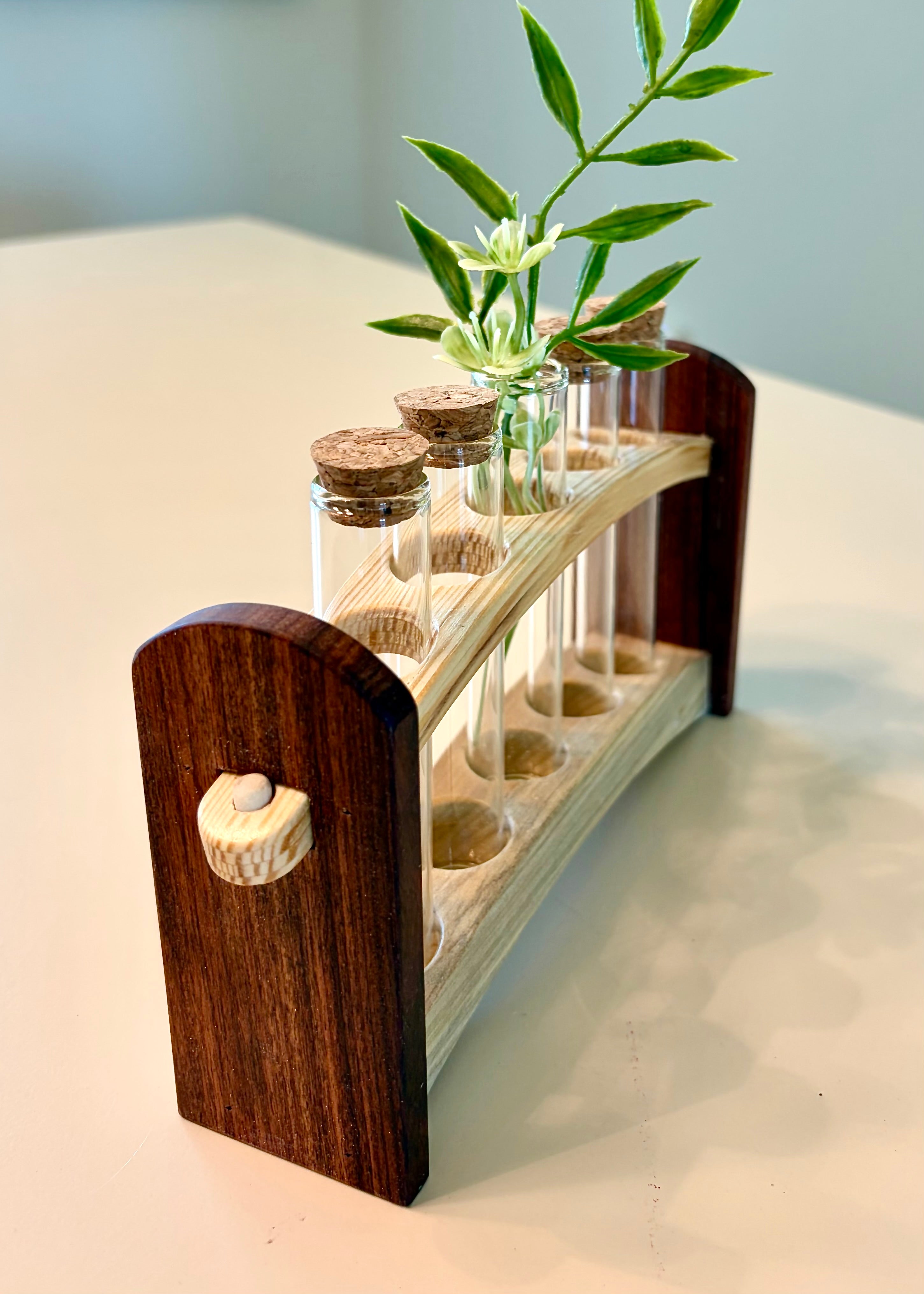 Handcrafted Curved Wood Test Tube Rack