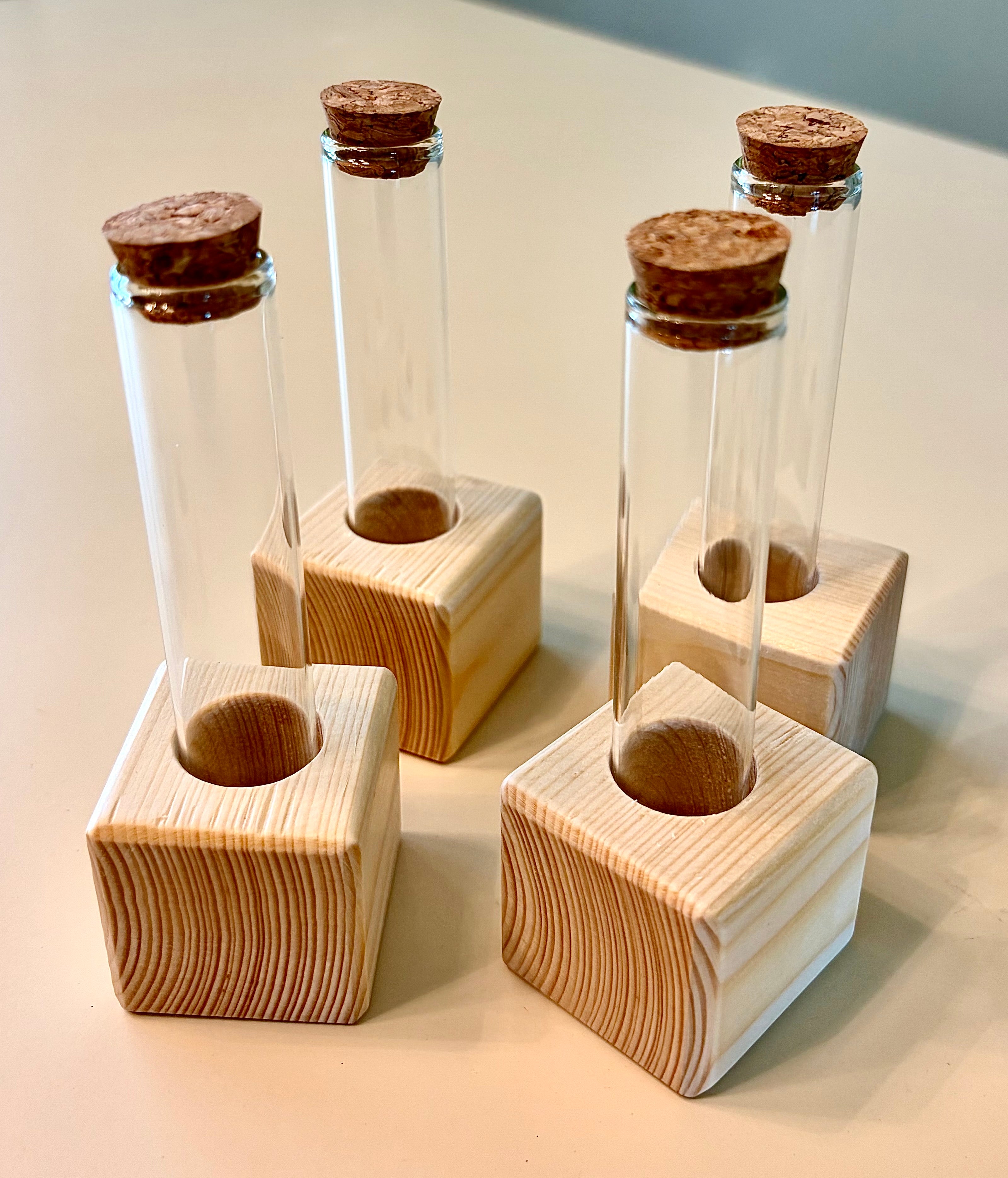Handcrafted Pine Test Tube Holder: Propagation Station