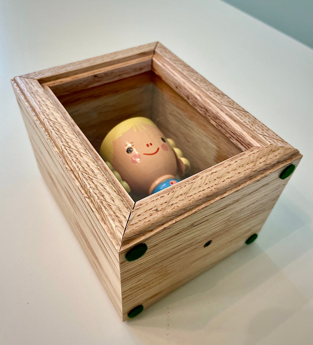 Vintage Egg Cup in a Handcrafted Wood and Glass Box