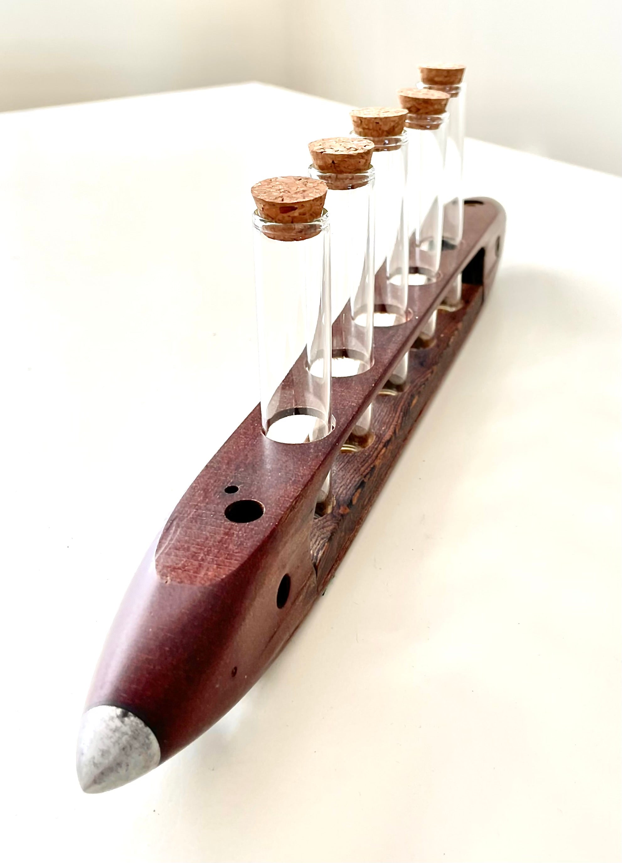 Antique Loom Shuttle Repurposed into a Test Tube Rack