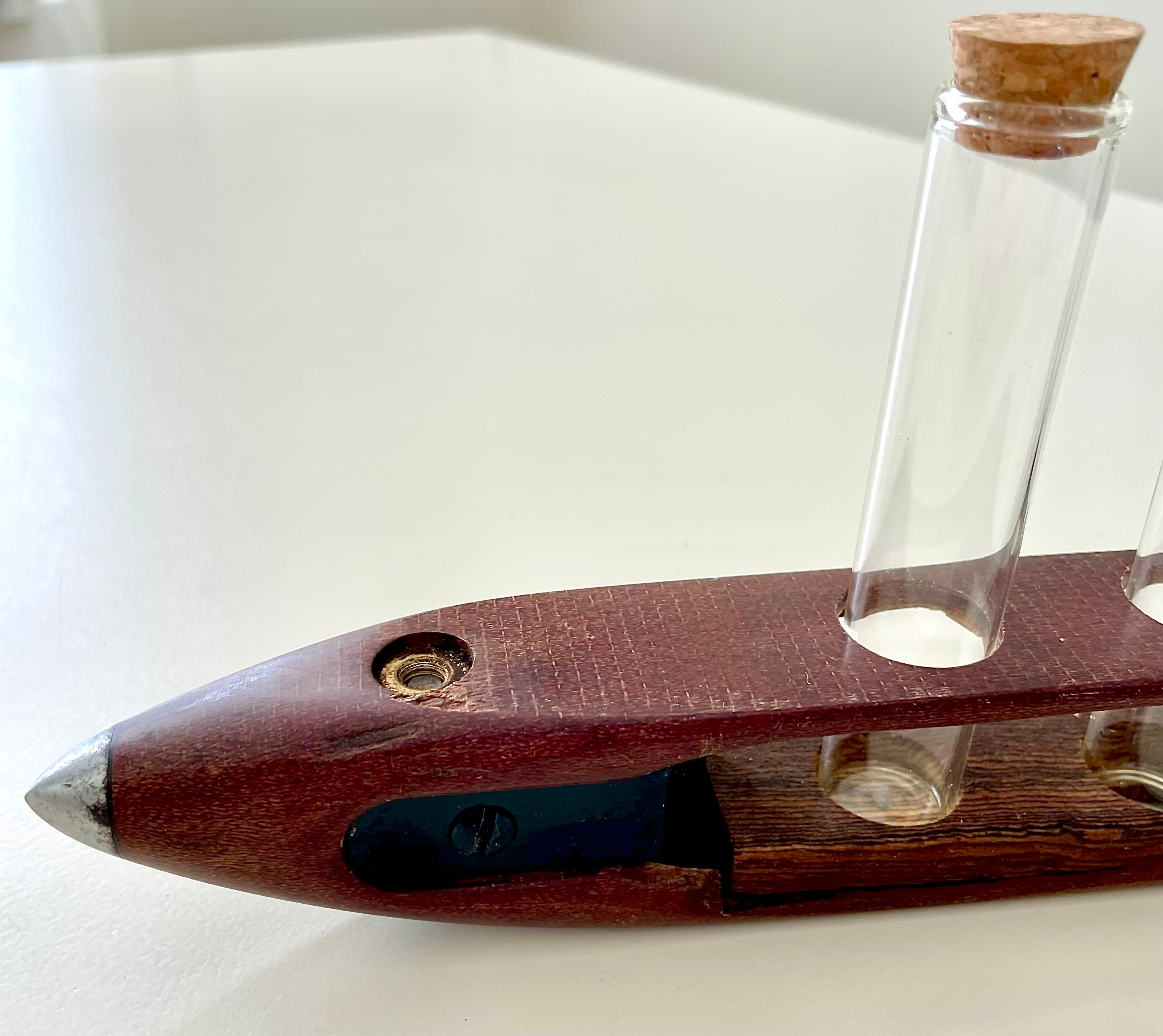 Antique Loom Shuttle Repurposed into a Test Tube Rack
