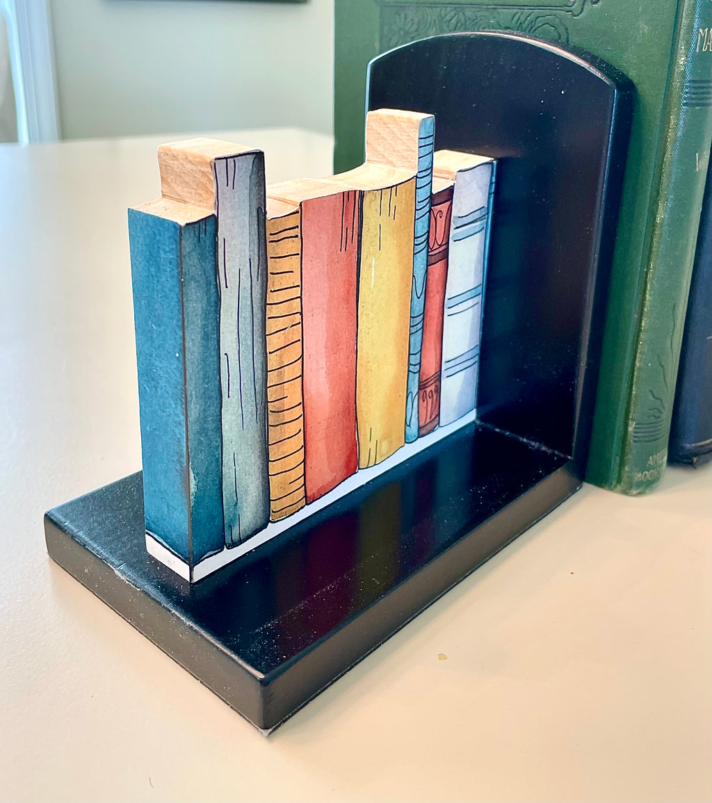 "Book" Book Ends- Handcrafted Wood and Paper