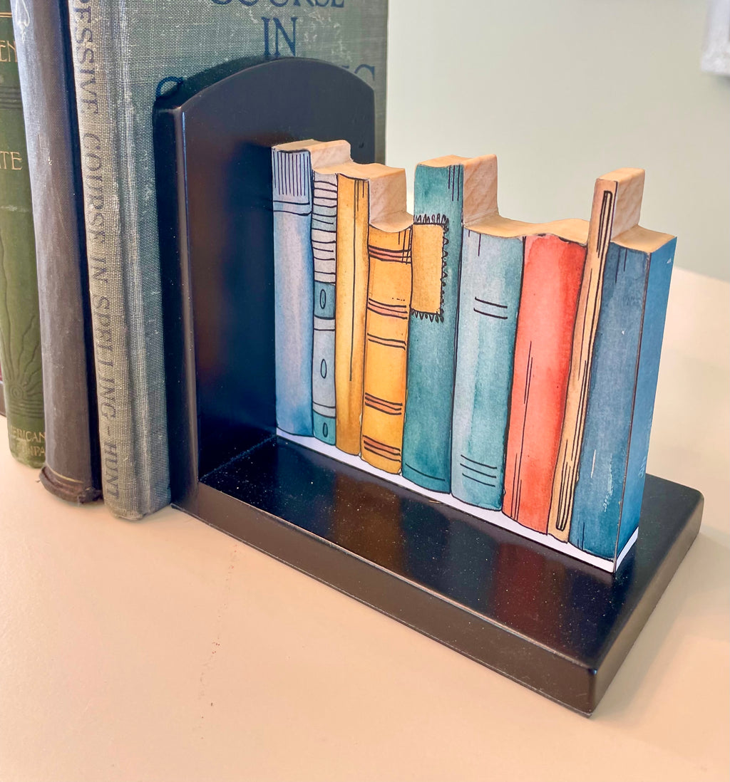 "Book" Book Ends- Handcrafted Wood and Paper