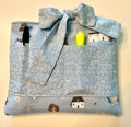 Book Sleeve/case- Hand Sewn with Front Pockets and Bow Closure
