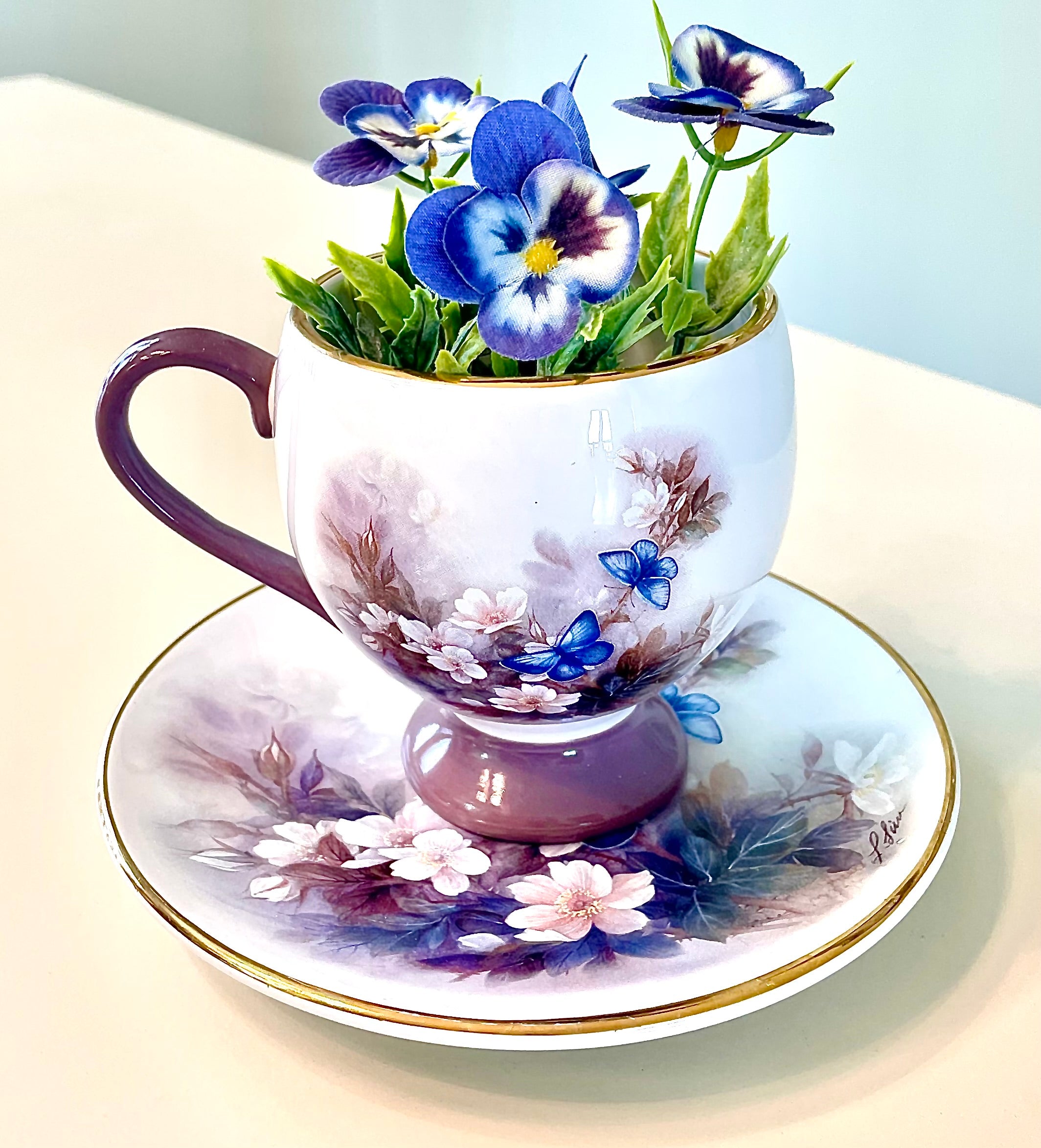 Teacup Planter- Repurposed Vintage Cup and Saucer
