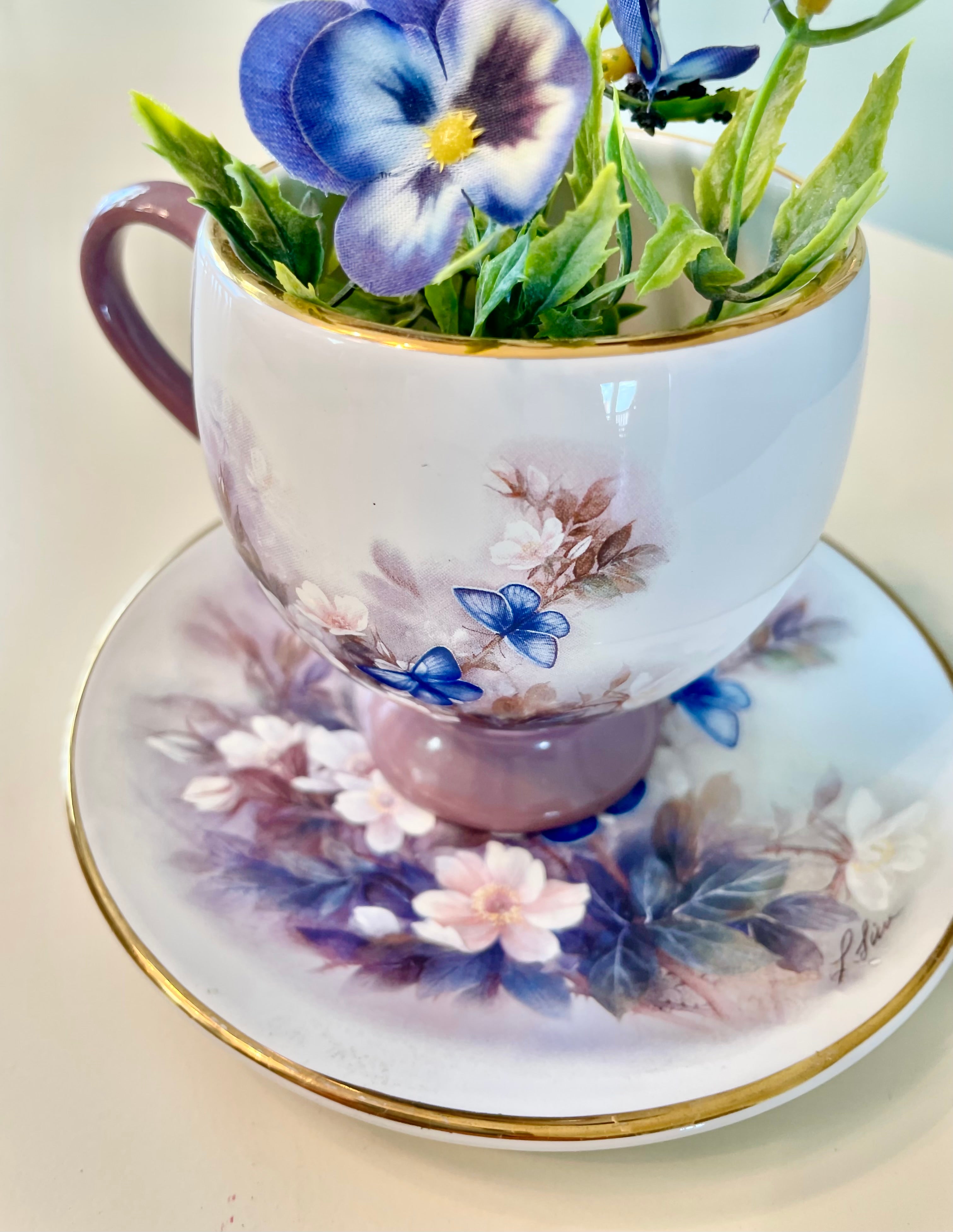 Teacup Planter- Repurposed Vintage Cup and Saucer