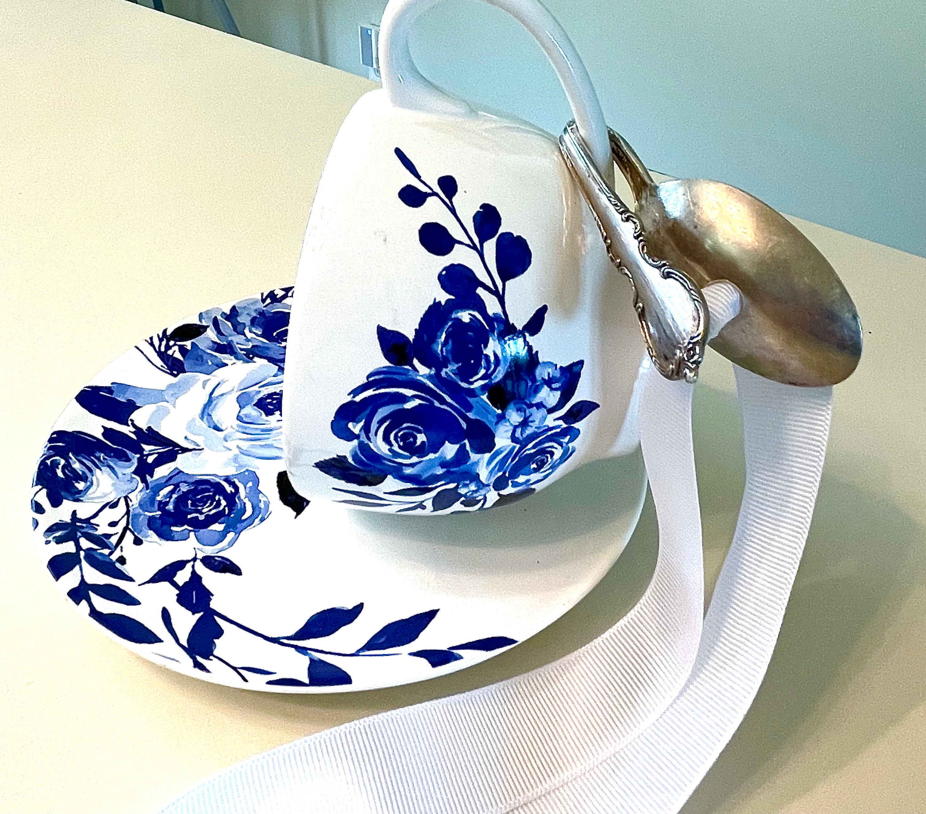 Teacup Bird Feeder with Vintage Bent Spoon Hanger (Repurposed)