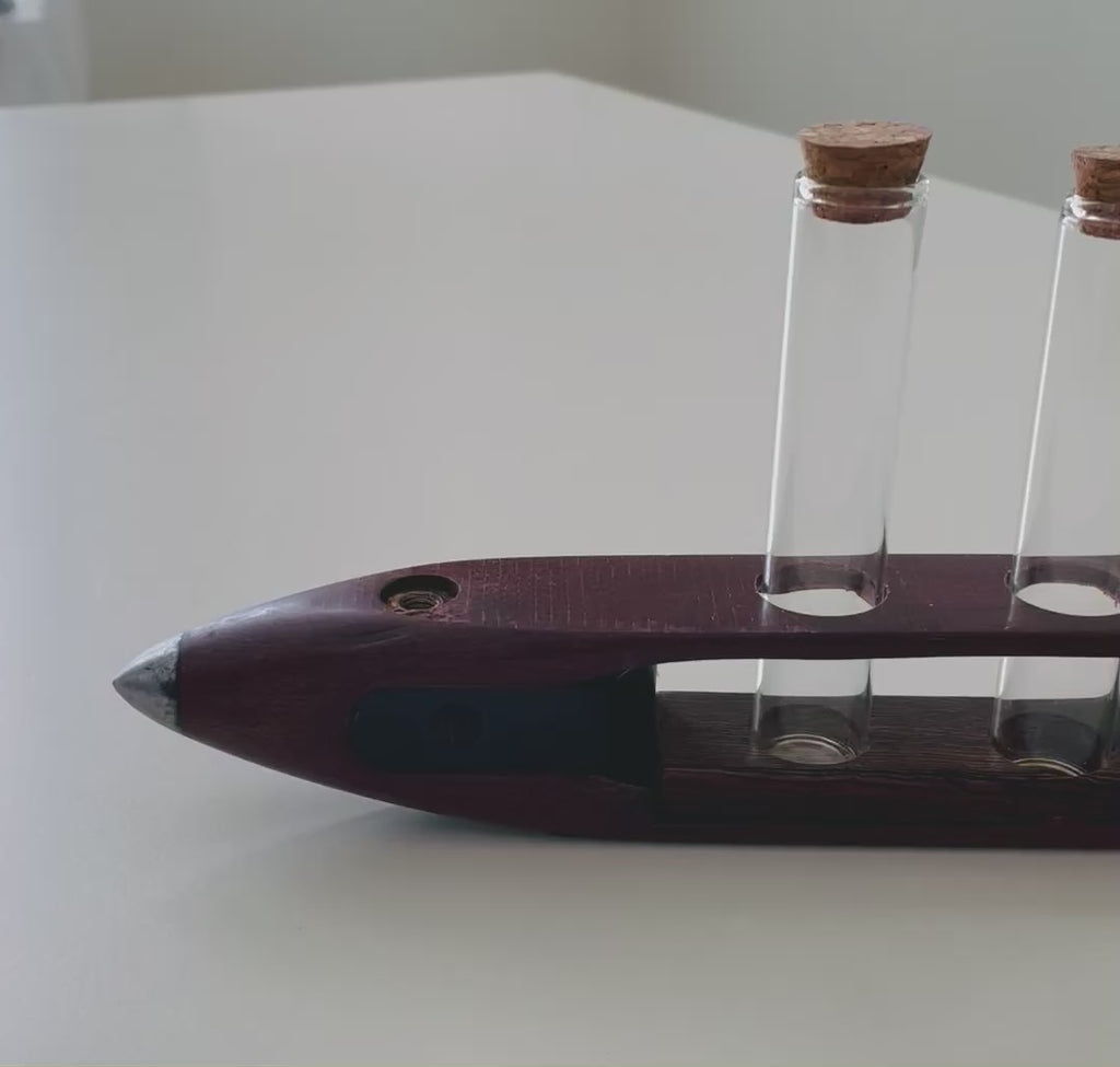 Antique Loom Shuttle Repurposed into a Test Tube Rack