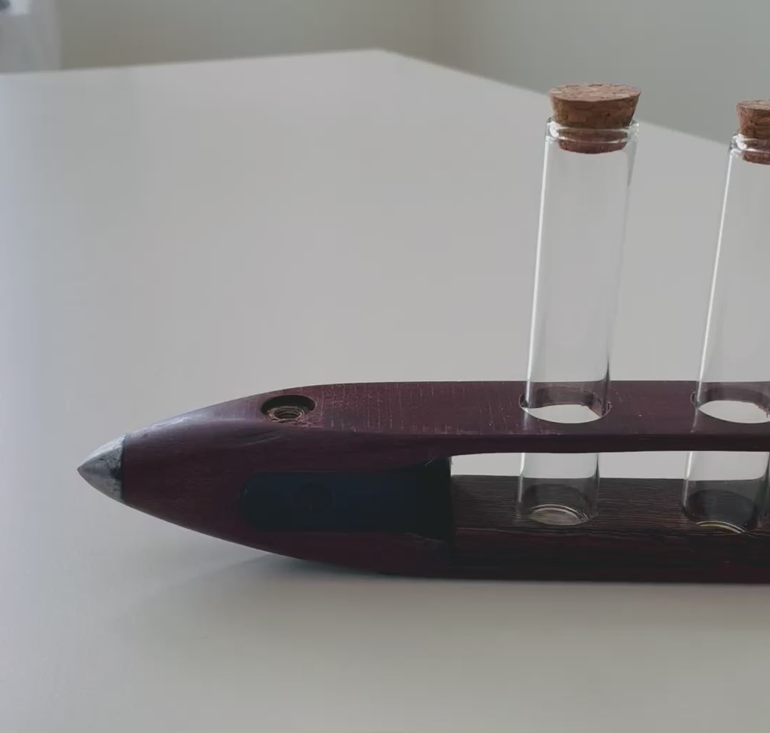 Antique Loom Shuttle Repurposed into a Test Tube Rack