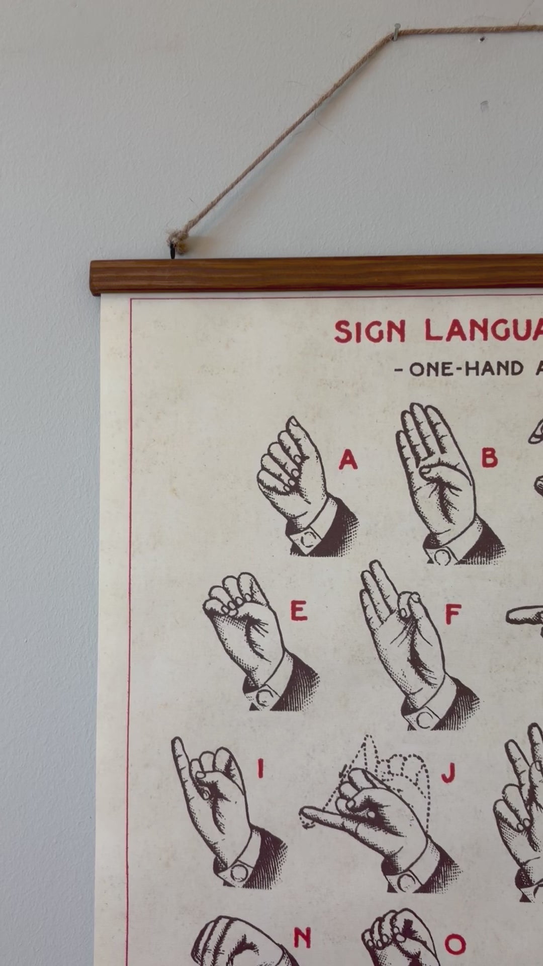 Sign Language- Vintage Style Poster with Handcrafted Wood Stretcher Bars