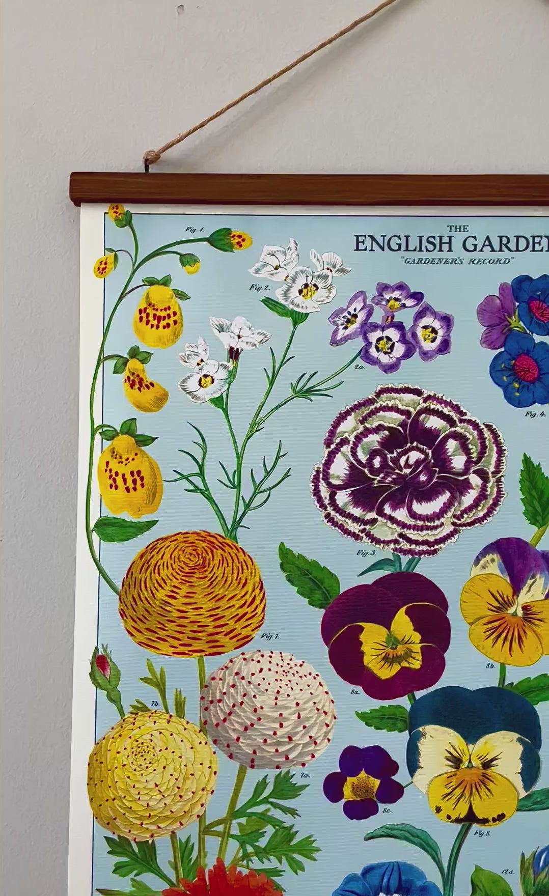 English Garden Vintage Poster with Handcrafted Wood Stretcher Bars